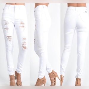 Kancan White Distressed Jeans